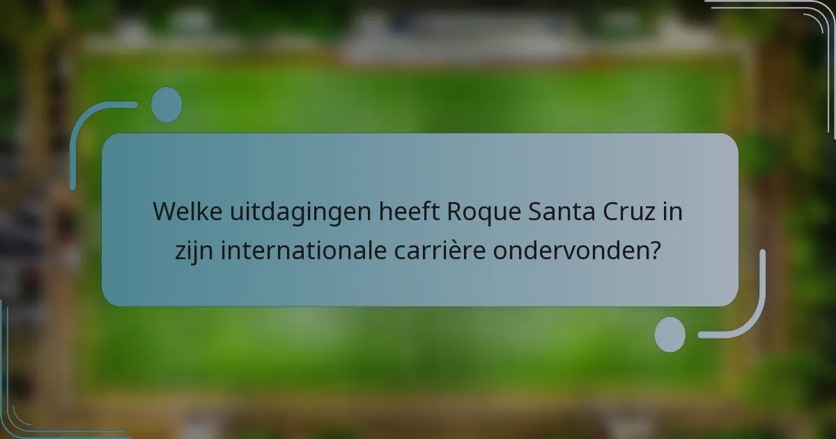 Welke uitdagingen heeft Roque Santa Cruz in zijn internationale carrière ondervonden?